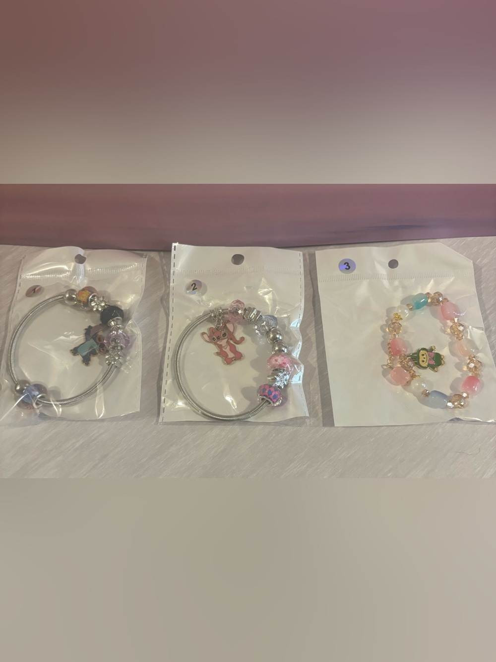 Your pick - blue stitch, pink stitch, or labubu bracelet